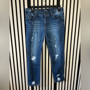 Wax Jean Women's Ripped Indigo Skinny Jeans, Sz 11